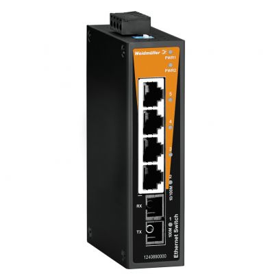 WEIDMULLER IE-SW-BL05-4TX-1SC Przełącznik sieciowy (prosty), niezarządzany, Fast Ethernet, Liczba portów: 4x RJ45, 1 * SC wielomodowy, -10 °C...60 °C, IP30 1240890000 /1szt./ (1240890000)